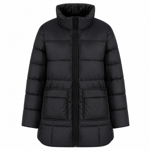 Women's beige diamond quilted puffer jacket for wholesale – image 2