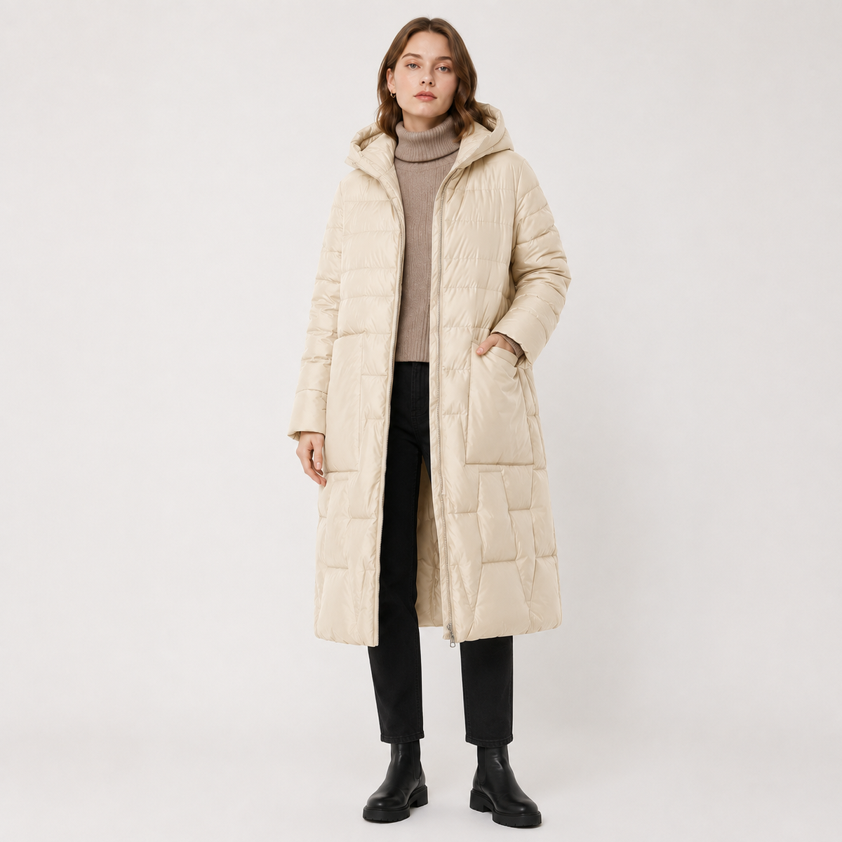 Women's Black Long Hooded Puffer Coat – Wholesale