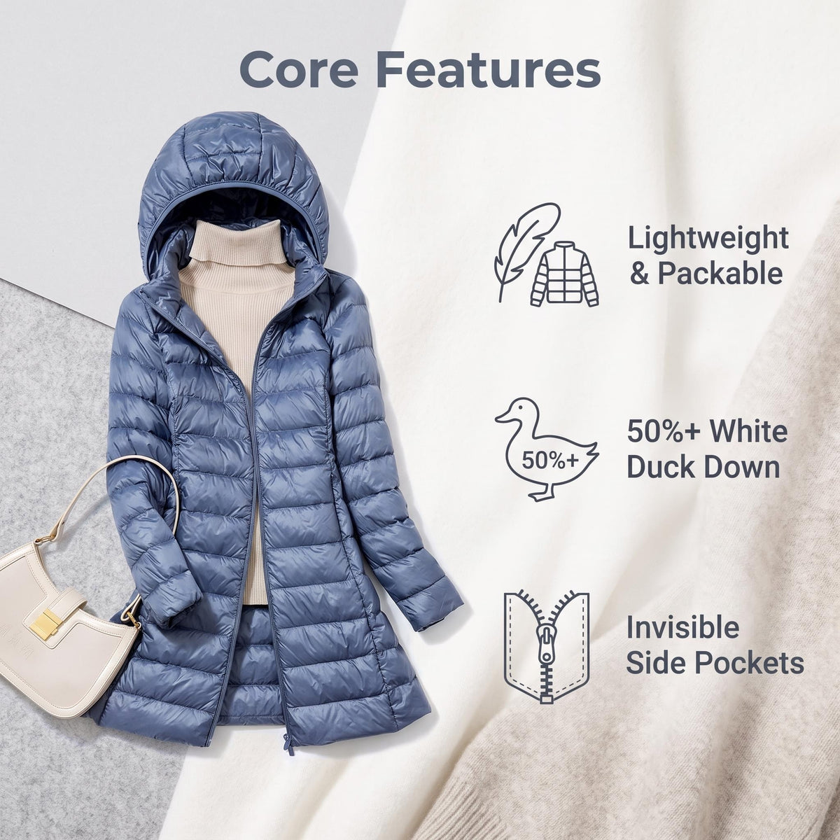 Women's Hooded Mid-Length Puffer Jacket | US Ready Stock Wholesale
