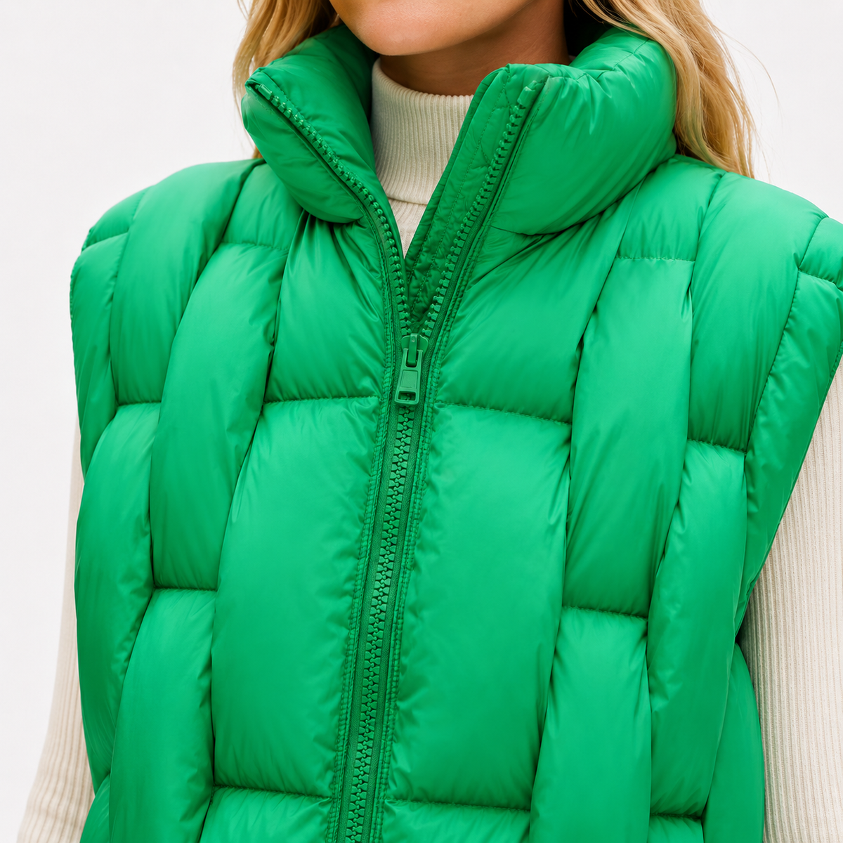 Women's Bright Green Short Puffer Vest – Wholesale