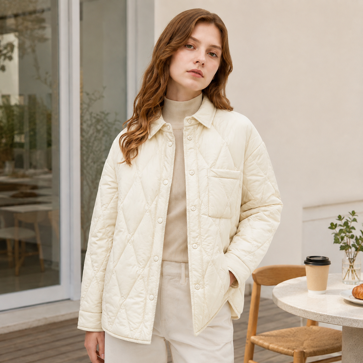 Women's Olive Diamond-Quilted Shirt Jacket – Wholesale