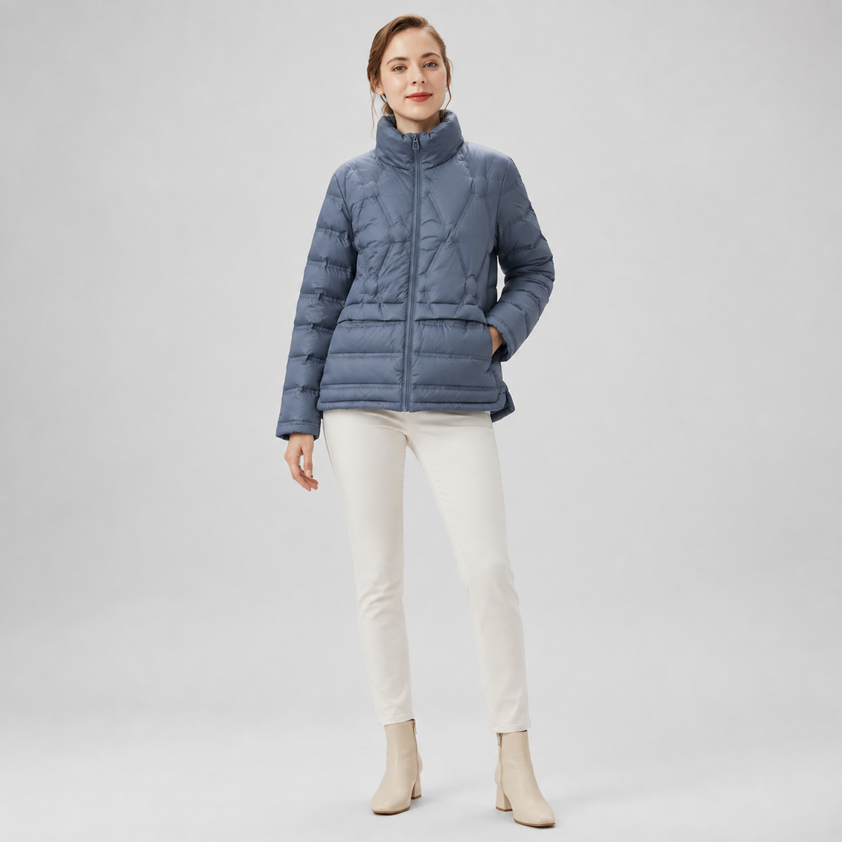 Women's Sage Green Short Puffer Jacket – Cinched-Waist Wholesale