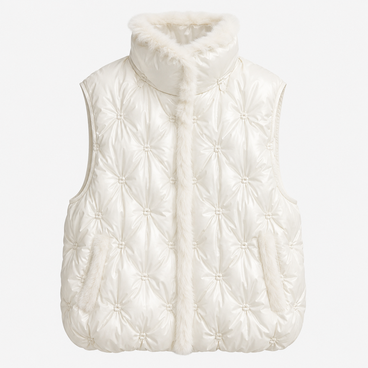 Women's Navy Hooded Diamond-Quilted Puffer Vest – Wholesale