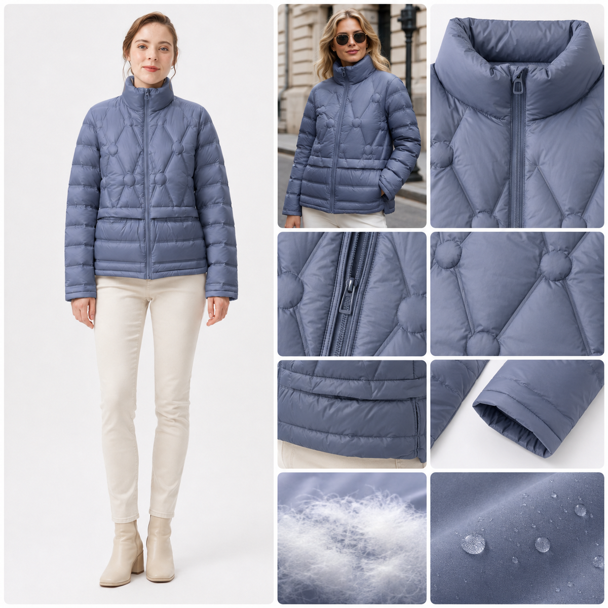 Women's Sage Green Short Puffer Jacket – Cinched-Waist Wholesale