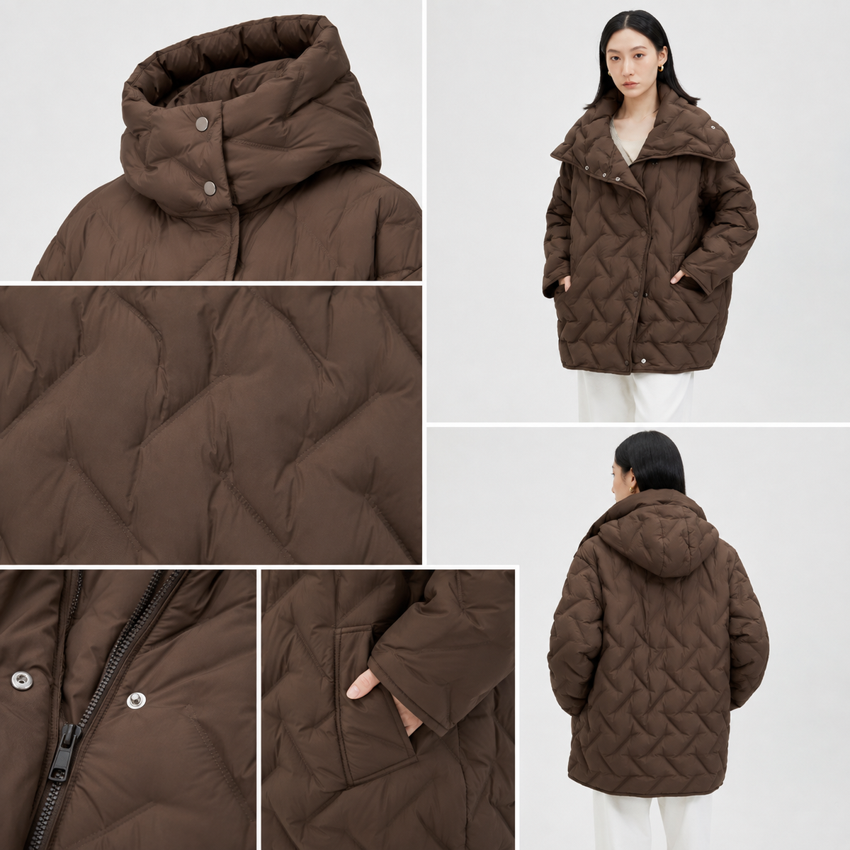 Women's Camel Diamond-Quilted Mid-Length Puffer Jacket – Wholesale