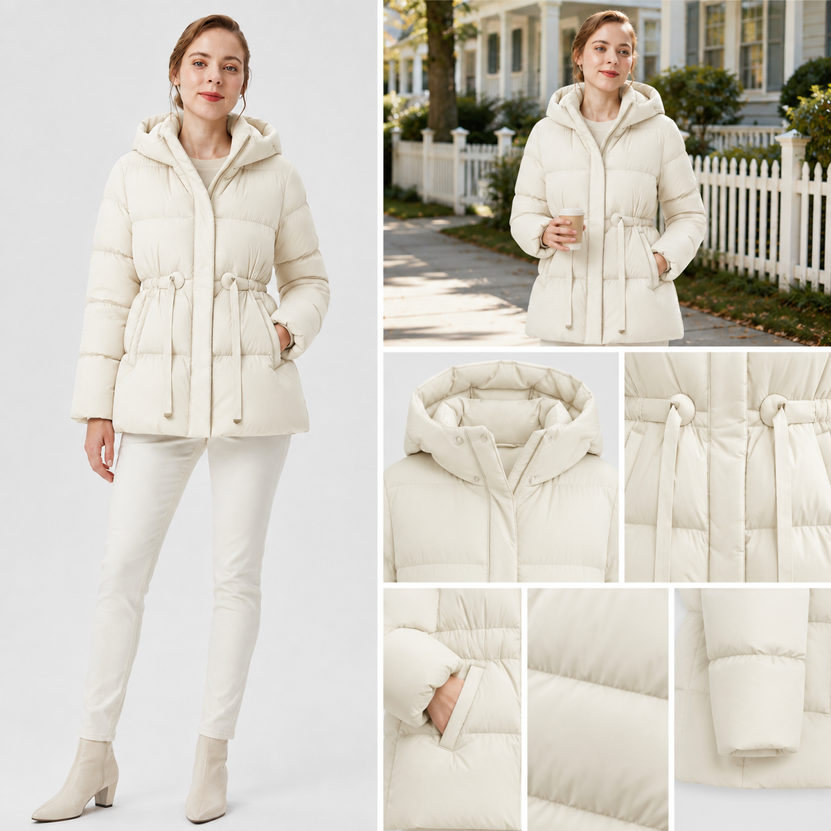 Women's Black Hooded Drawstring-Waist Puffer Jacket – Wholesale