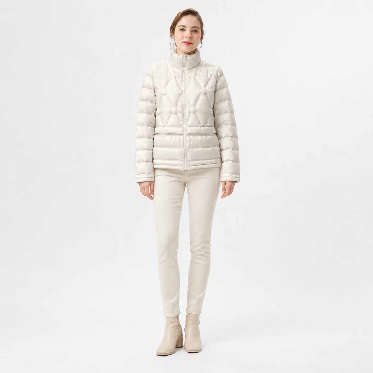 Women's Sage Green Short Puffer Jacket – Cinched-Waist Wholesale
