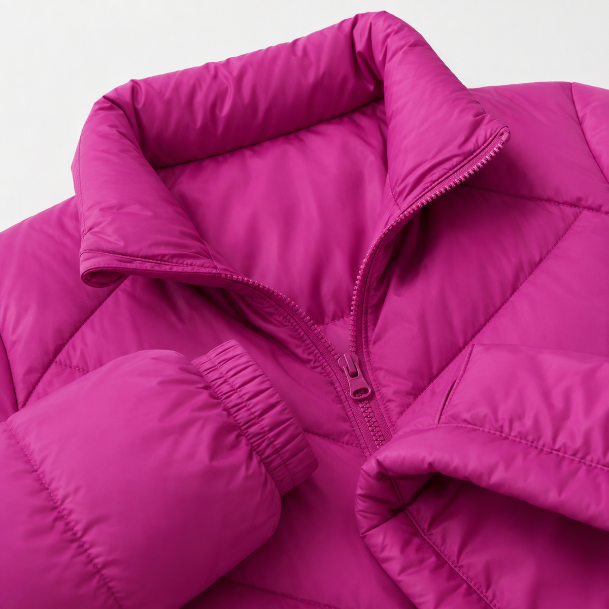 Women's Magenta Chevron Quilted Puffer Jacket – Wholesale