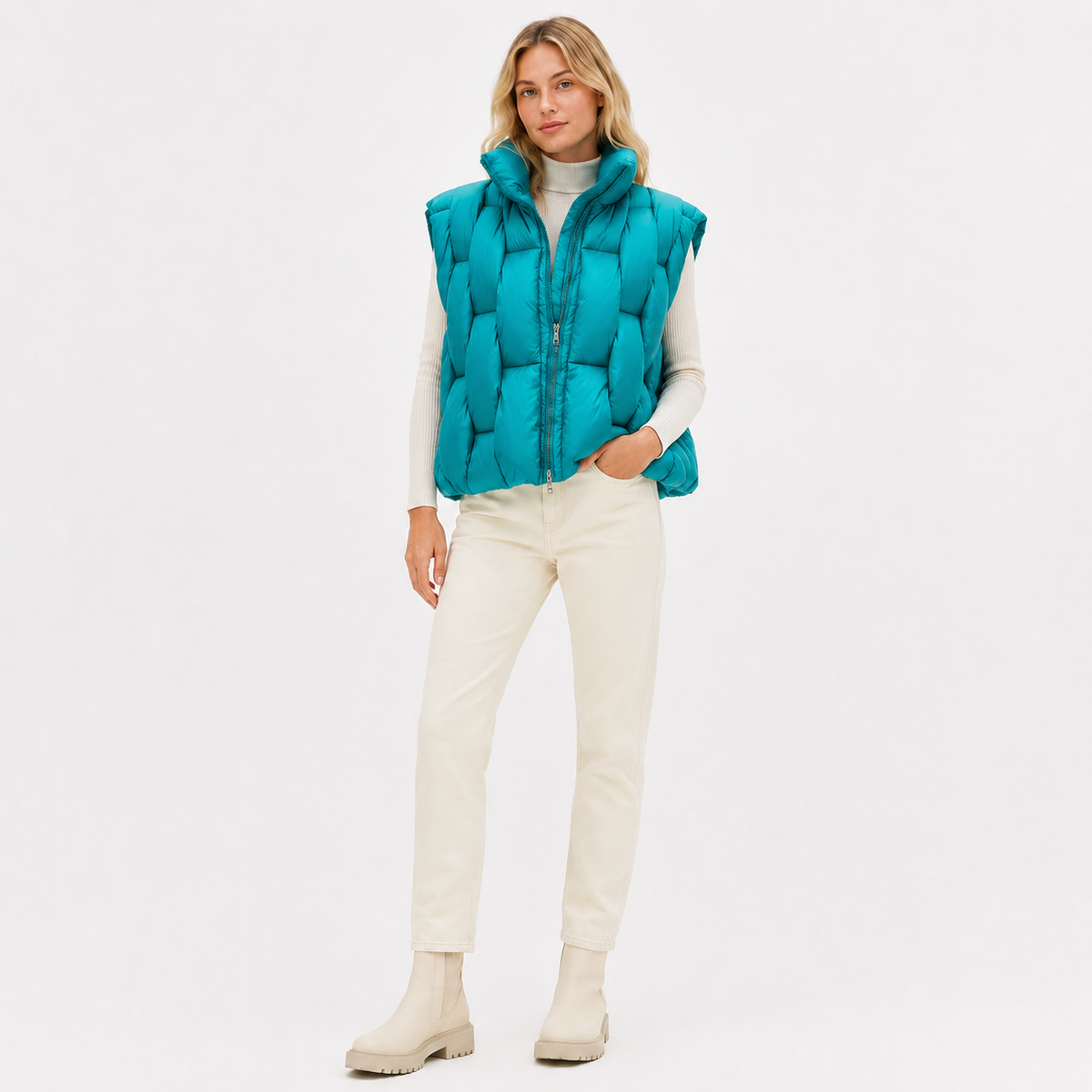 Women's Bright Green Short Puffer Vest – Wholesale