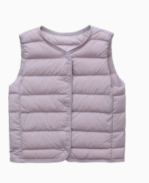 Mauve kids lightweight snap-front puffer vest for wholesale