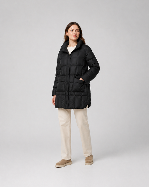 Women's beige diamond quilted puffer jacket for wholesale – main image